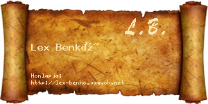 Lex Benkő névjegykártya